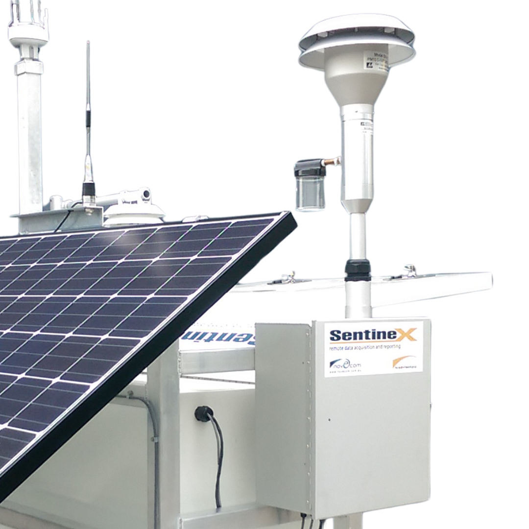 Novecom dust and air quality monitoring trailer, solar-powered and trailer-mounted