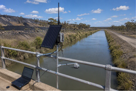 Open channel flow monitoring at a mine site water discharge point